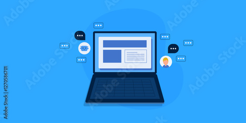 Website chatbot assistant, answering customer query, business automation concept.