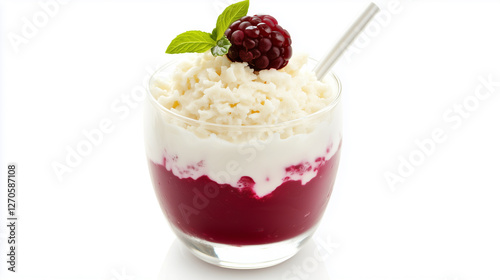 Wallpaper Mural Rice pudding isolated on white background. sweet rice pudding with berries Torontodigital.ca
