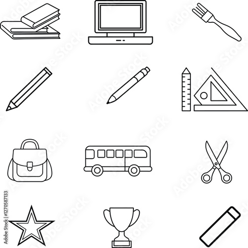 Back to school doodle a large set of elements. Vector illustration in line.