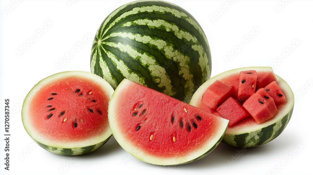 Watermelon variations isolated on white background
Watermelon variations isolated on white background