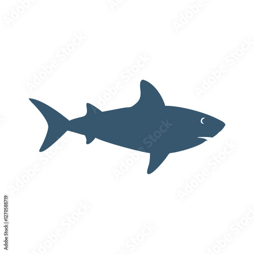 A Simple Blue Shark Silhouette Icon for Ocean Life Graphics