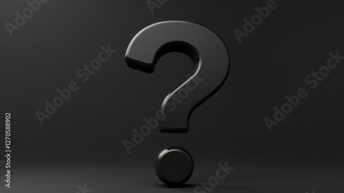 black question mark close up on dark background