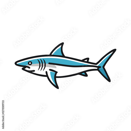 Illustration of a Sleek Blue Shark Swimming Gracefully in the Ocean