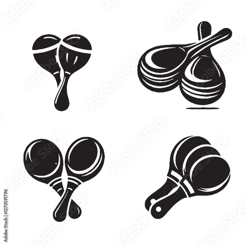 High-Quality Vector Silhouette of Castanets on White Background"