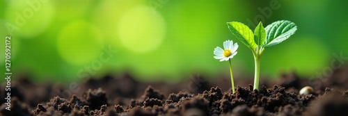Cabbage seedlings with delicate white flowers, flower, seedling, nature