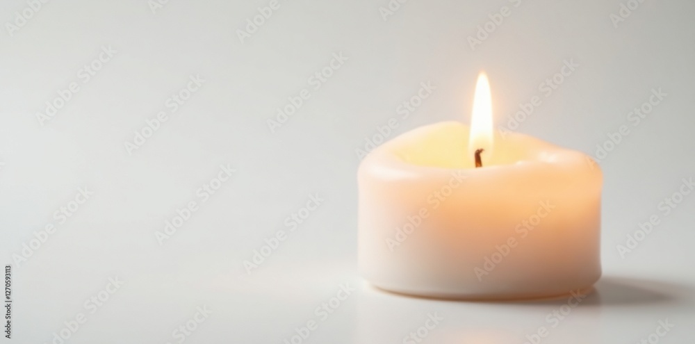 Candle with gentle flames in soft focus on white background, candle, soft focus, white Candle with gentle flames in soft focus on white background, candle, soft focus, white