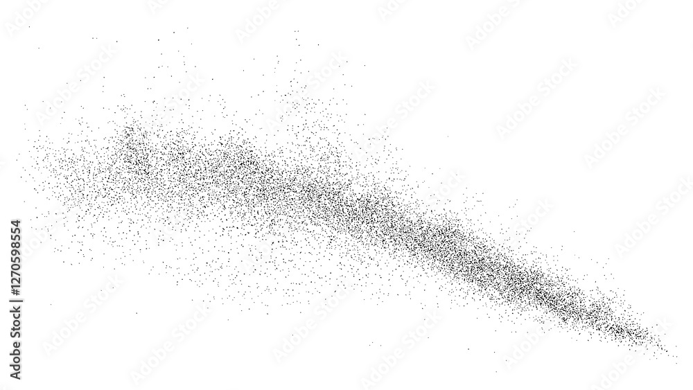 Black grainy texture. Abstract dust overlay. Grain noise. Black explosion on transparent background. Splash water effect. PNG format.