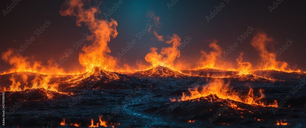 Fiery Landscape with Glowing Embers Abstract Expressionism Fiery Landscape with Glowing Embers Abstract Expressionism