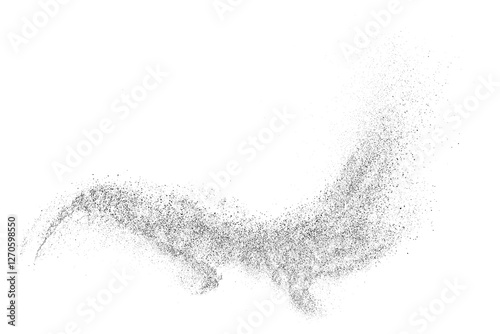 Black grainy texture. Abstract dust overlay. Grain noise. Black explosion on transparent background. Splash water effect. PNG format.