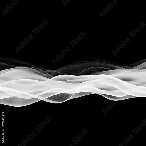 Elegant White Smoke Stream on Black Backdrop a Visually Pleasing Minimalist Abstract Design Element
