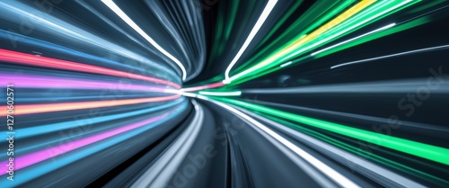 Digital tunnel fast motion futuristic background. photo