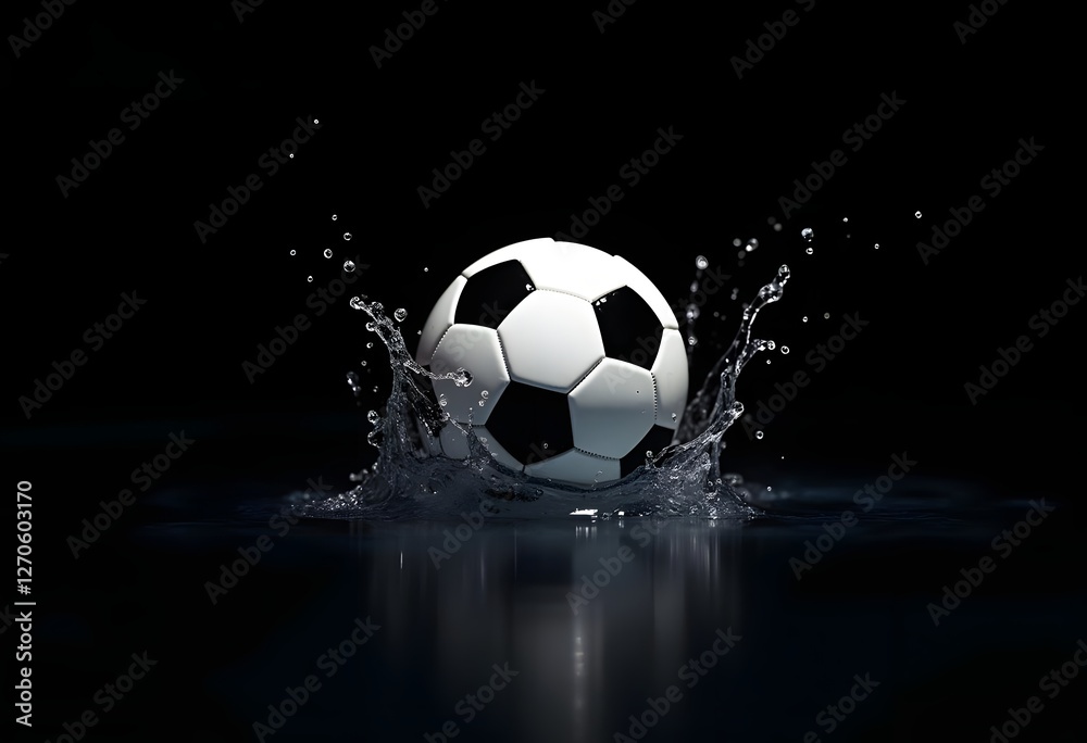 Fototapeta premium 3D illustration soccer ball with splashes 
