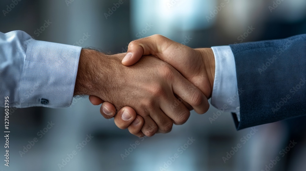 Blurred image of business professionals shaking hands after a successful meeting, corporate deal closing, modern office backdrop Blurred image of business professionals shaking hands after a successful meeting, corporate deal closing, modern office backdrop