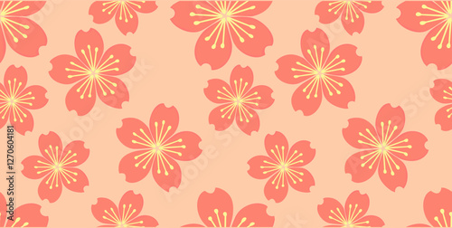 Wallpaper Mural Sakura flower seamless pattern vector illustration. Cherry blossom pattern.
 Torontodigital.ca