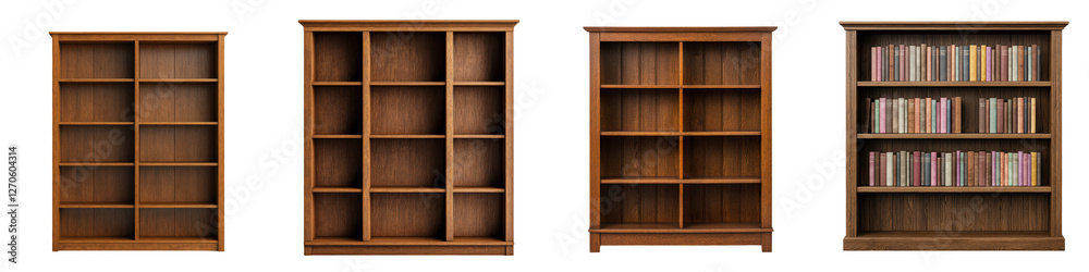 Wooden Bookshelves in Multiple Sizes and Designs Providing Ample Storage and Display Space for Books Decor and Office Supplies in a Home or Professional Setting Wooden Bookshelves in Multiple Sizes and Designs Providing Ample Storage and Display Space for Books Decor and Office Supplies in a Home or Professional Setting