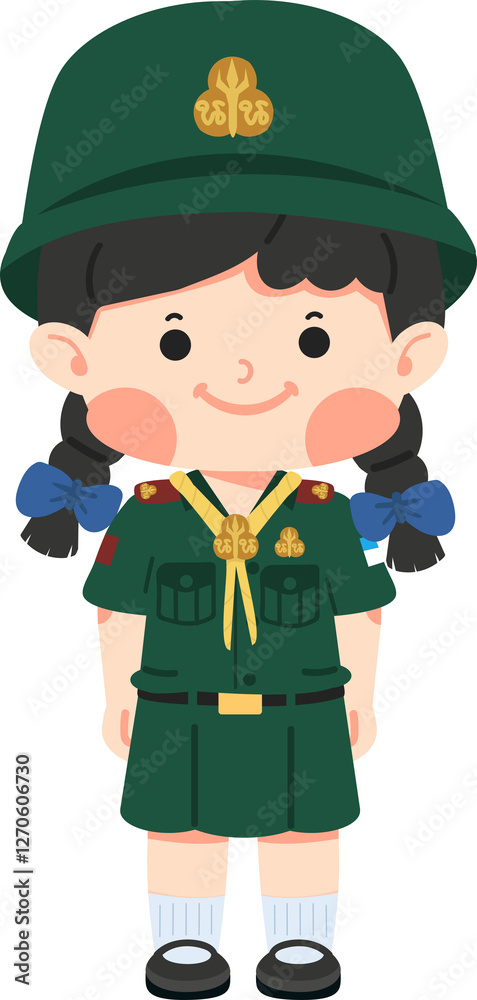 Girl Scout in uniform standing in formation Girl Scout in uniform standing in formation