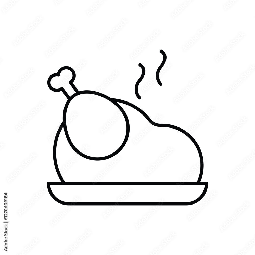 Chicken icon isolated on a white background. Vector illustration.