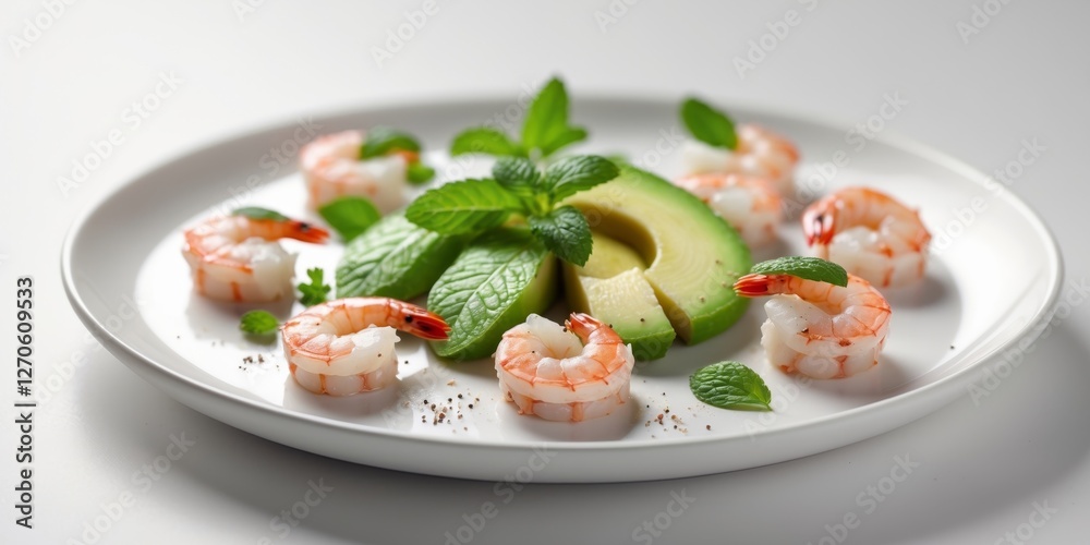 Gourmet shrimp appetizers with avocado and mint Gourmet shrimp appetizers with avocado and mint