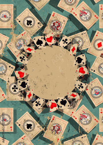 Alice in Wonderland  vintage style original hand drawn  playing cards frame
