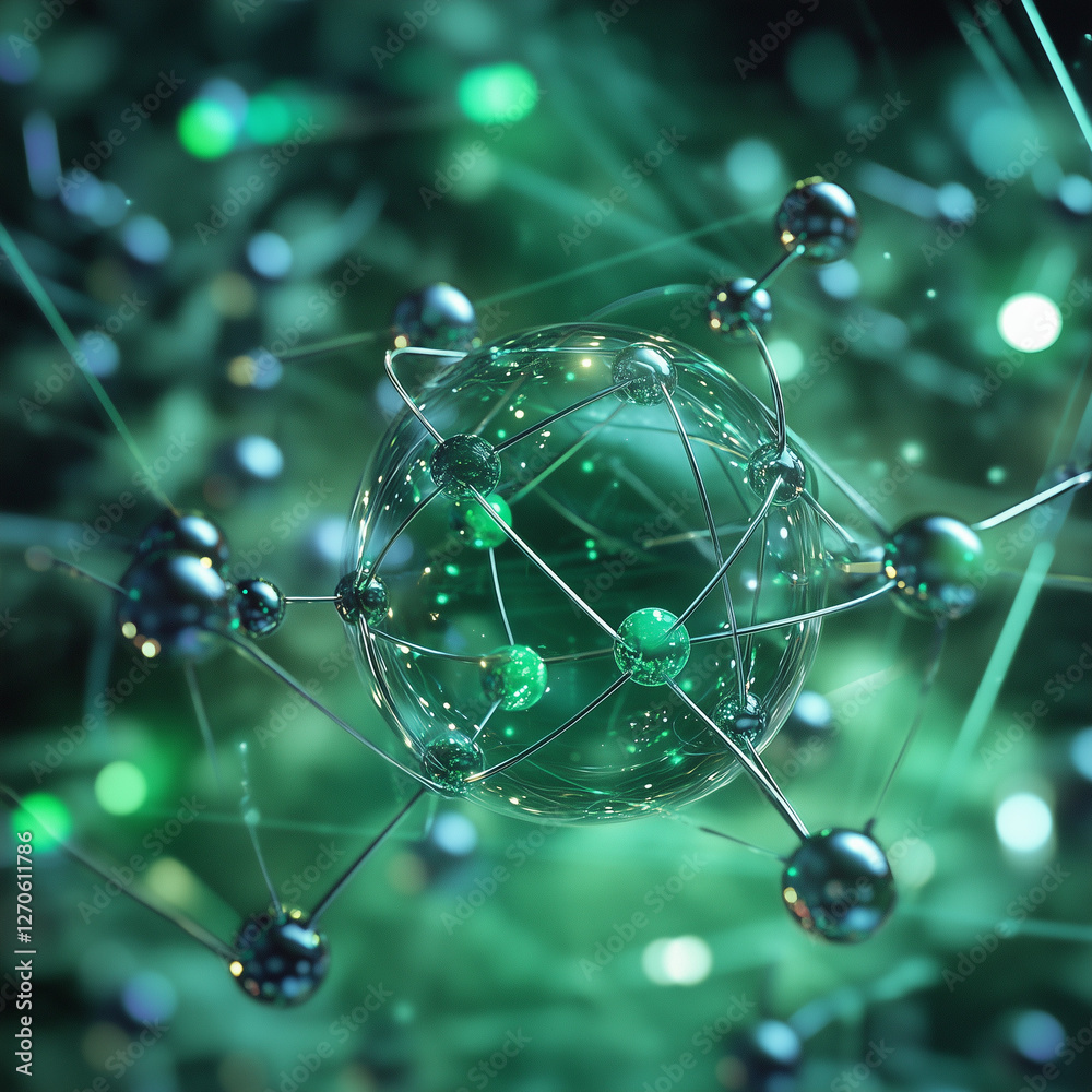 Obraz premium Molecular computing unit chemical bond diagram at atomic level for high-tech visuals