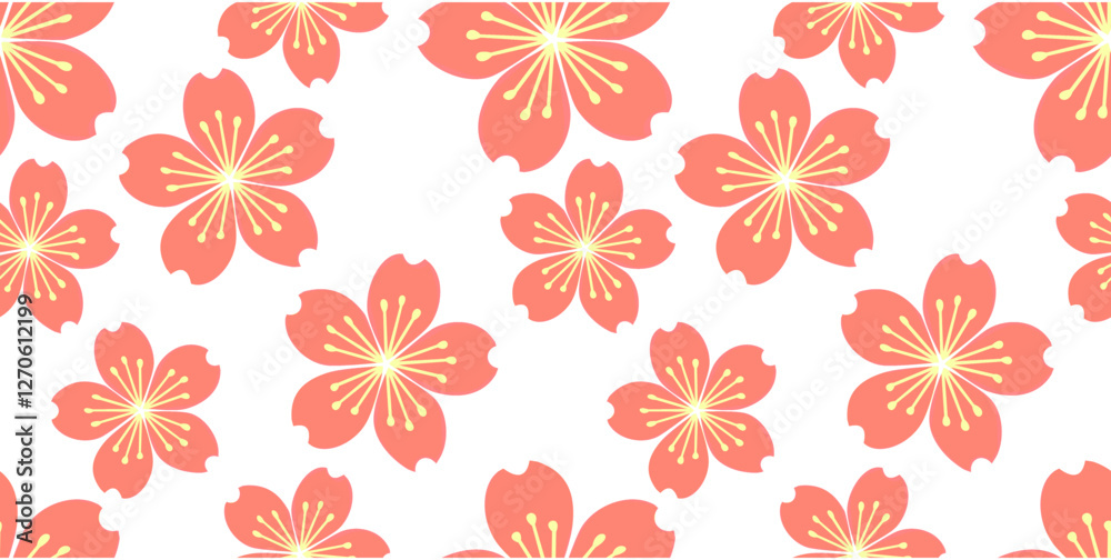 Fototapeta premium Sakura flower seamless pattern vector illustration. Cherry blossom pattern. 