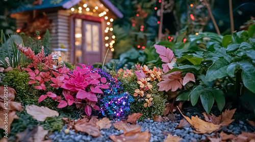 Wallpaper Mural Enchanting Miniature Christmas Garden with Colorful Plants and Sparkling Festive Lights Holiday Charm Torontodigital.ca