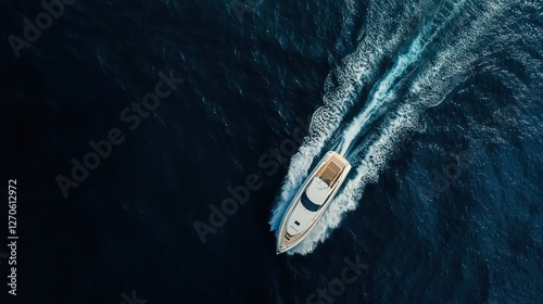 Luxury Yacht Sailing on the Deep Blue Sea