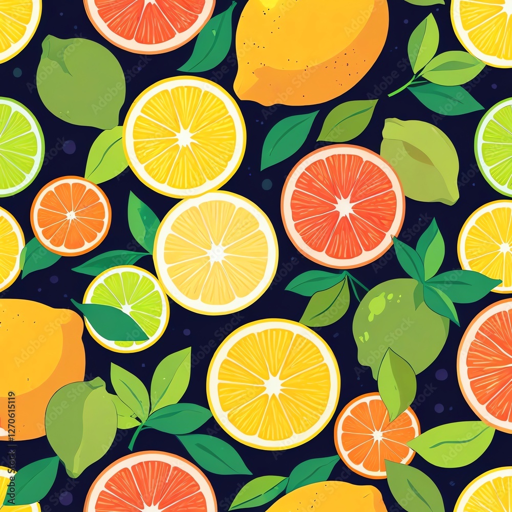 Vibrant Citrus Fruit Pattern: A Summery Delight Vibrant Citrus Fruit Pattern: A Summery Delight