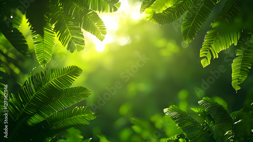 Lush Green Foliage Canopy with Sunlight Filtering Through Leaves in Forest Setting