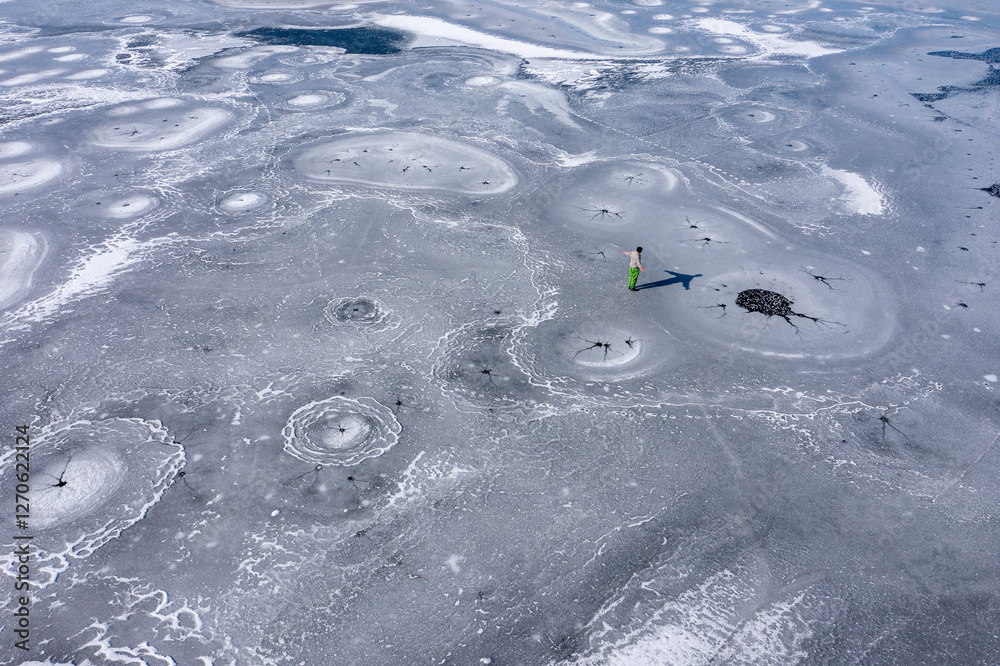The frozen view of Beysehir Lake in Konya Province