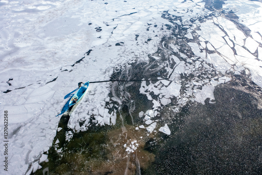 The frozen view of Beysehir Lake in Konya Province