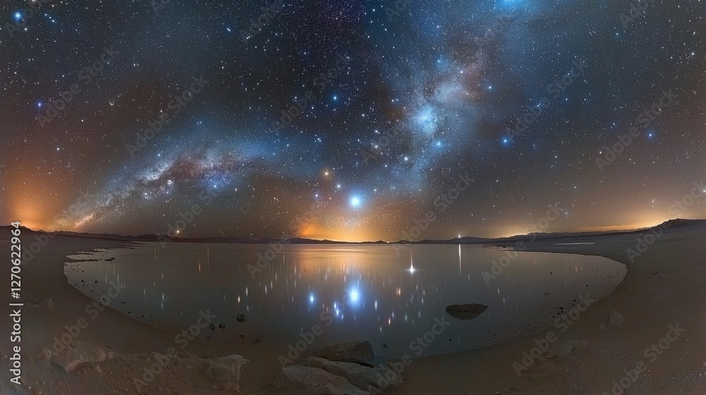 Obraz premium A mesmerizing cosmic perspective of planet Earth, with its glowing horizon and scattered stars in the vast darkness of space.