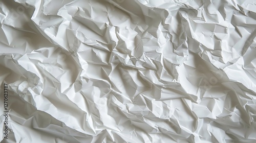 a finely detailed image of crumpled white paper with subtle grid lines