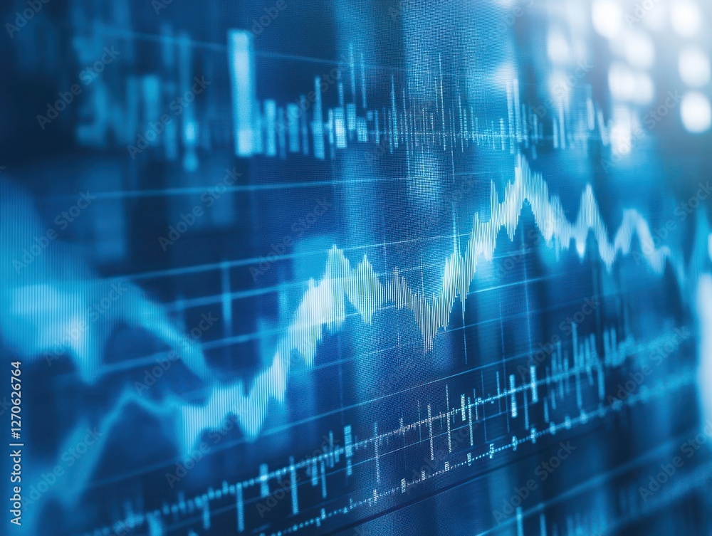 Abstract data visualization with fluctuating graphs representing market trends and analytics in a digital environment Abstract data visualization with fluctuating graphs representing market trends and analytics in a digital environment