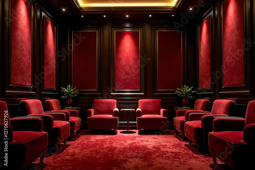 Luxury VIP seating area with red carpet, showcasing an exclusive and elegant atmosphere for premium events and sophisticated gatherings.
