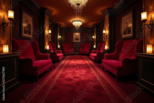 Luxury VIP seating area with red carpet, showcasing an exclusive and elegant atmosphere for premium events and sophisticated gatherings.