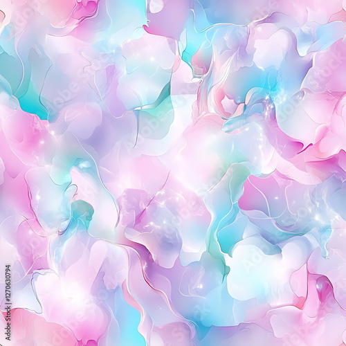 Ethereal Fluid Art Design with Translucent Layers of Pink Purple and Blue for Abstract Backgrounds