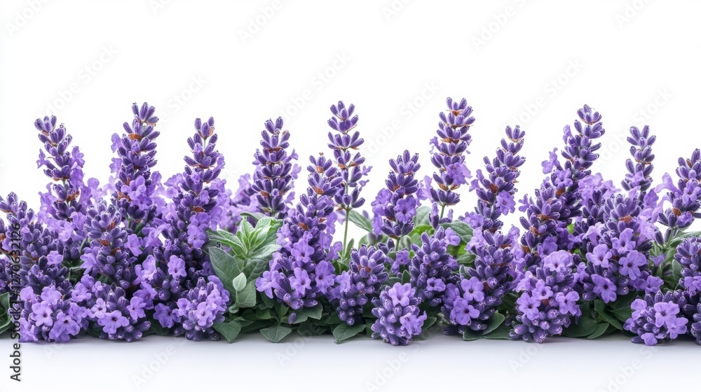 Naklejka premium Lavender Flowers in Full Bloom on a White Background Isolated. Generative AI