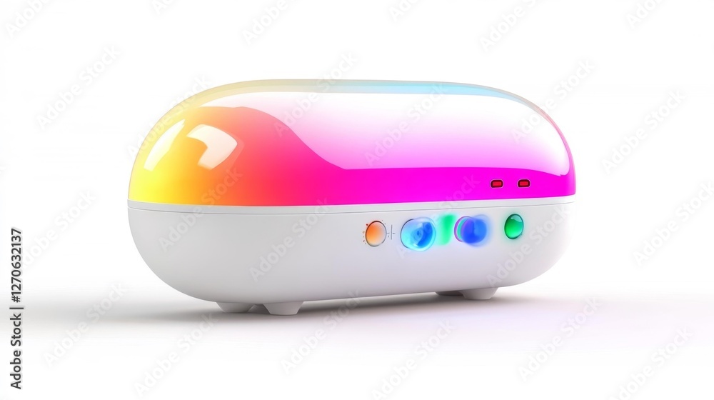 Colorful futuristic object with soft glowing lights and gradient colors isolated on white background. Generative AI Colorful futuristic object with soft glowing lights and gradient colors isolated on white background. Generative AI