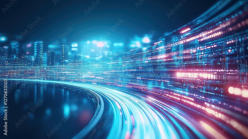 Vibrant Nighttime Cityscape Illuminated by Dynamic Light Trails Creating a Lively Urban Atmosphere with Skyscrapers and City Life in Motion Vibrant Nighttime Cityscape Illuminated by Dynamic Light Trails Creating a Lively Urban Atmosphere with Skyscrapers and City Life in Motion