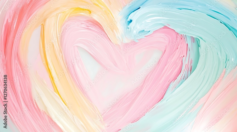 Obraz premium A Colorful Heart Painted on a Soft Pastel Background Representing Love and Creativity