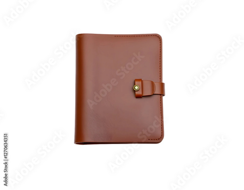 Brown leather notebook isolated on transparent background