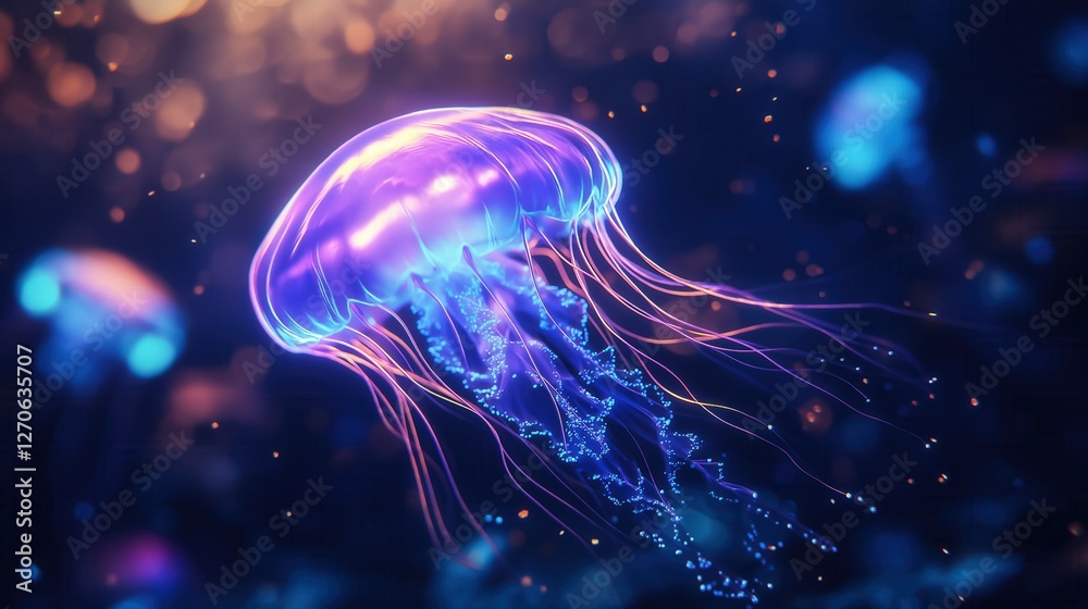 Graceful jellyfish dancing in the deep ocean nature photography ethereal underwater environment Graceful jellyfish dancing in the deep ocean nature photography ethereal underwater environment