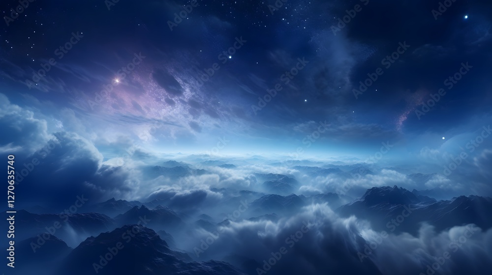 Mesmerizing image of a dreamy cosmic galaxy with swirling vibrant nebulae and glowing twinkling stars against a mystical ethereal backdrop Mesmerizing image of a dreamy cosmic galaxy with swirling vibrant nebulae and glowing twinkling stars against a mystical ethereal backdrop