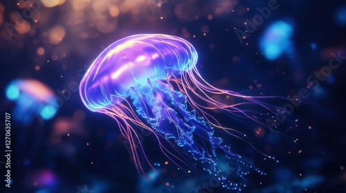 Graceful jellyfish dancing in the deep ocean nature photography ethereal underwater environment