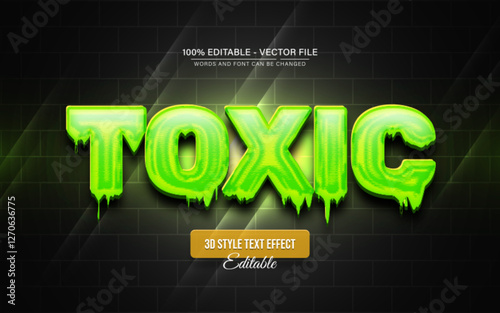 Green toxic 3d text effect editable