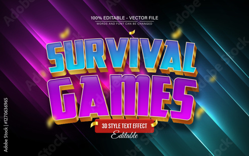 Survival games gold gradient 3d text effect editable
