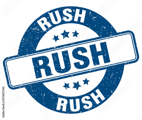 rush stamp. rush label. round grunge sign