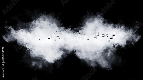 Ethereal Music Composition with Flowing Cloud and Musical Notes Artful Abstract Imagery