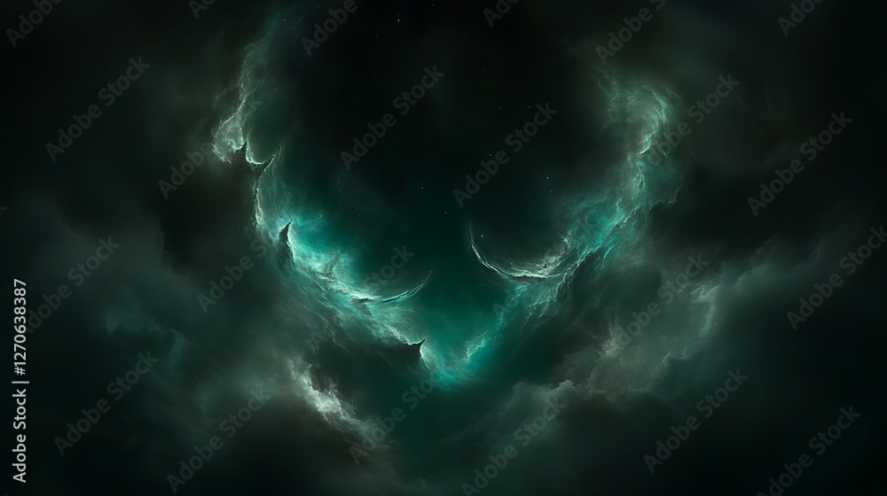 Ethereal Nebula Face Shape in Deep Space Abstract Artistic Visualization Exploration and Discovery